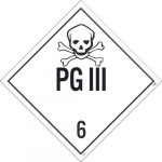 "PG III 6 DOT" Placard Sign