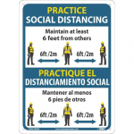 "Practice Social Distancing", Maintain 6 Feet, Sign_noscript