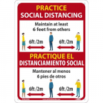 "Practice Social Distancing", Maintain 6 Feet, Sign_noscript