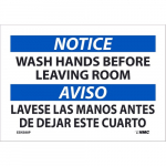 "Wash Hands" Bilingual Sign, 7" x 10"_noscript