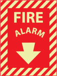 12" x 9" Fire Alarm Sign, Glow Rigid_noscript