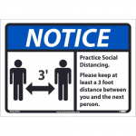Notice "Practice Social Distancing 3Ft", Backed Vinyl_noscript