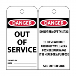 Tag "Danger, Out Of Service", Polytag, 3" x 6"_noscript