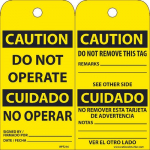 "Caution Do Not Operate Bilingual" Tag
