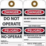 "Danger Do Not Operate" Bilingual Tag