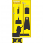 Cleaning Station Shadow Board, Yellow/Black, Aluminum