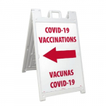 "Covid-19 Vaccinations, Left", Sign, Rigid Plastic_noscript