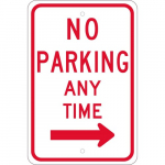 "No Parking Any Time" Arrow Right Sign_noscript