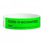 "Covid-19 Vaccinated" Wristband, Tyvek, 0.75"x10"_noscript