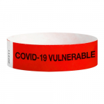 "Covid-19 Vulnerable" Wristbands, Tyvek, 0.75"x10"_noscript