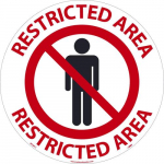 "Restricted Area" Walk on Floor Sign, 17"x17"_noscript