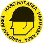 "Hard Hat Area" Walk on Floor Sign, Smooth, 17"x17"_noscript