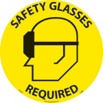 "Safety Glasses Required" Walk on Floor Sign, 17"x17"_noscript