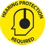 "Hearing Protection Required" Walk on Floor Sign, 17"x17"_noscript