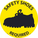 "Safety Shoes Required" Walk on Floor Sign, 17"x17"