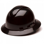 Hard Hat, Black Full Brim Style 4-Point Vented