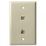 Dual Telephone Wall Plate 4c, Ivory_noscript