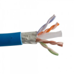 Shielded Cable Plenum 550 Mhz 23 AWG Solid 4pr, Blue_noscript