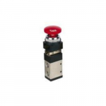 1/4" NPT Palm Button with Detented 3-Port 3-Way Valve