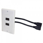 2-HDMI Pigtail Wall White Plate