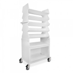 27" x 56" x 17" White PVC Extra Wide Tall Slanted Suture Cart with Bulk Storage Area