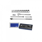 15-Piece 1/2" Drive Socket And Drive Tool Set with Metal Tool Box