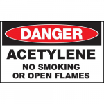 Safety Sign, "Danger Acetylene", Plastic