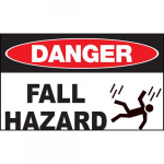 Safety Sign, "Danger Fall Hazard", Plastic