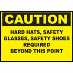 Safety Sign, "Caution Hard Hats", Plastic
