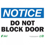 Eco "Notice Do Not Block Door" Safety Sign_noscript
