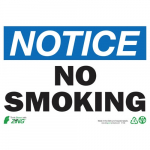Eco Safety Sign 10x14" "Notice No Smoking"_noscript