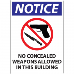 "Notice No Concealed Weapons" Carry Label_noscript
