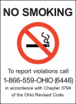 "No Smoking - To Report Violations" Label