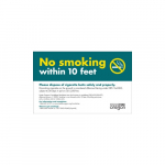 "No Smoking within 14 Feet" Plastic Sign