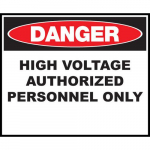 Safety Sign, "Danger High Voltage", Plastic