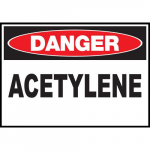 Safety Sign, "Danger Acetylene", Plastic