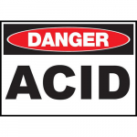 Safety Sign, "Danger ACID", Aluminum