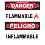 Safety Sign, "Danger Flammable" (Eng/Spn)