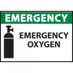 Safety Sign, "Emergency Oxygen", Aluminum