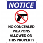 "Notice No Concealed Weapons Allowed" Sign_noscript