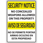 Sign "Security Notice No Concealed ..."