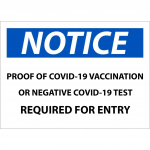 Notice Sign, Vaccination/Test Require, 7" x 10", Aluminum_noscript