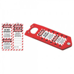 Hasp and Tag Combination Device, Red, Aluminum