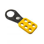Lockout Hasp, Steel, Black/Yellow, 1in, 6-Hole_noscript