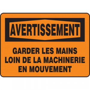 14 Length x 10 Width x 0.006 Thickness Red/Black on White Accuform FBMEQM050XV French-Bilingual Adhesive Dura-Vinyl Sign LegendDANGER KEEP HANDS CLEAR/DANGER GARDER 