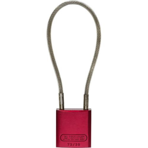 Abus 72/30cab B Ka Red 8 Cable, Aluminum Padlock W/ Cable, 8", Red