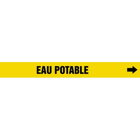 Accuform CRPK576CTA, 3/4" to 1-1/4" Pipe Marker"Eau Potable" Yellow, Pack of 50 pcs
