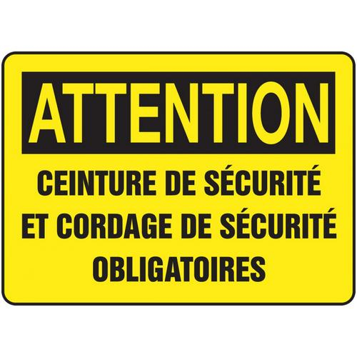 Buy Accuform FRMCSP628XP, French Sign "Ceinture De Securite Et Cordage..."  - Mega Depot