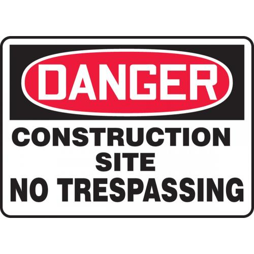 LegendDanger Construction SITE NO TRESPASSING Accuform MCRT122XT Dura-Plastic Sign 10 Length x 14 Width x 0.060 Thickness Red/Black on White 
