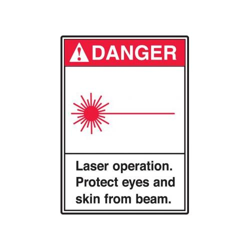 Laser Operation Protect Eyes And Skin From Beam (W 14X10 .187 Polycarbonate Sign